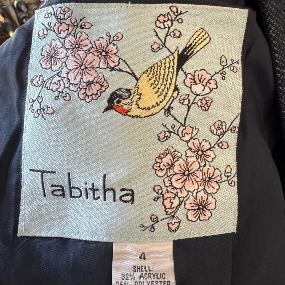 Tabitha Anthropologie Women's Blue Black Wool Blend Short Sleeve Blazer Jacket‎ - Picture 5 of 13